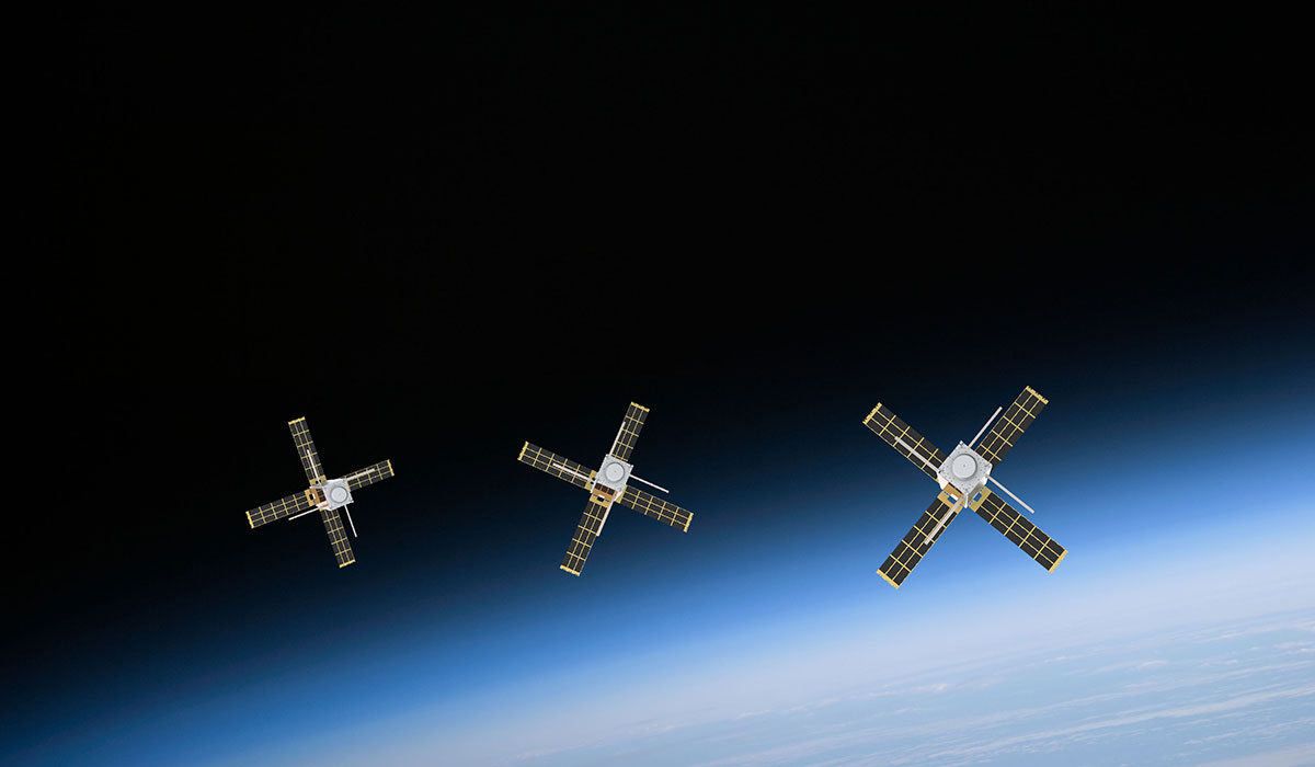 Rendering of satellites in space
