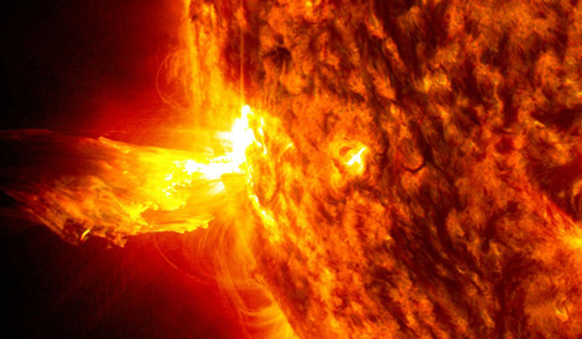 Solar flare emitted from sun