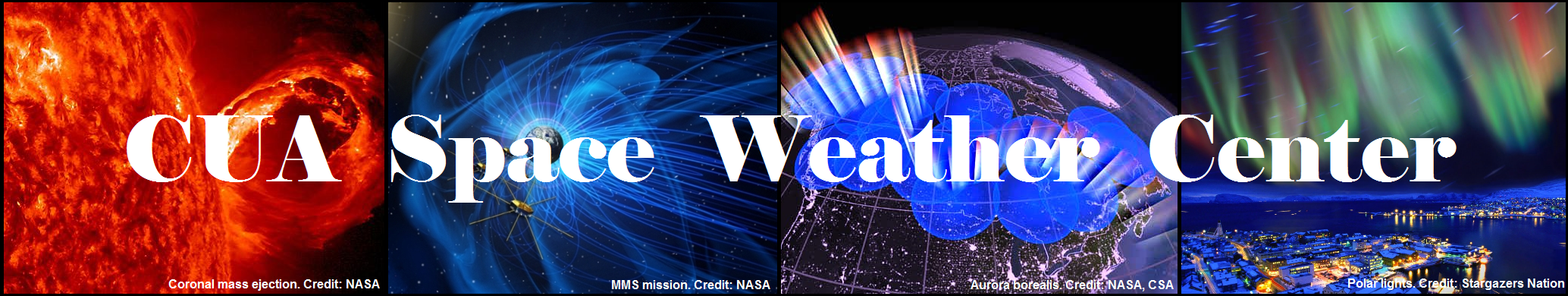 Banner featuring different space weather phenomena 